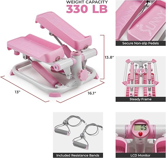 Sunny Health & Fitness Smart Mini Steppers for Exercise at Home Stair Step Stepper Full-Body Workout Gym Equipment.