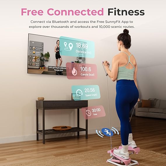 Sunny Health & Fitness Smart Mini Steppers for Exercise at Home Stair Step Stepper Full-Body Workout Gym Equipment.