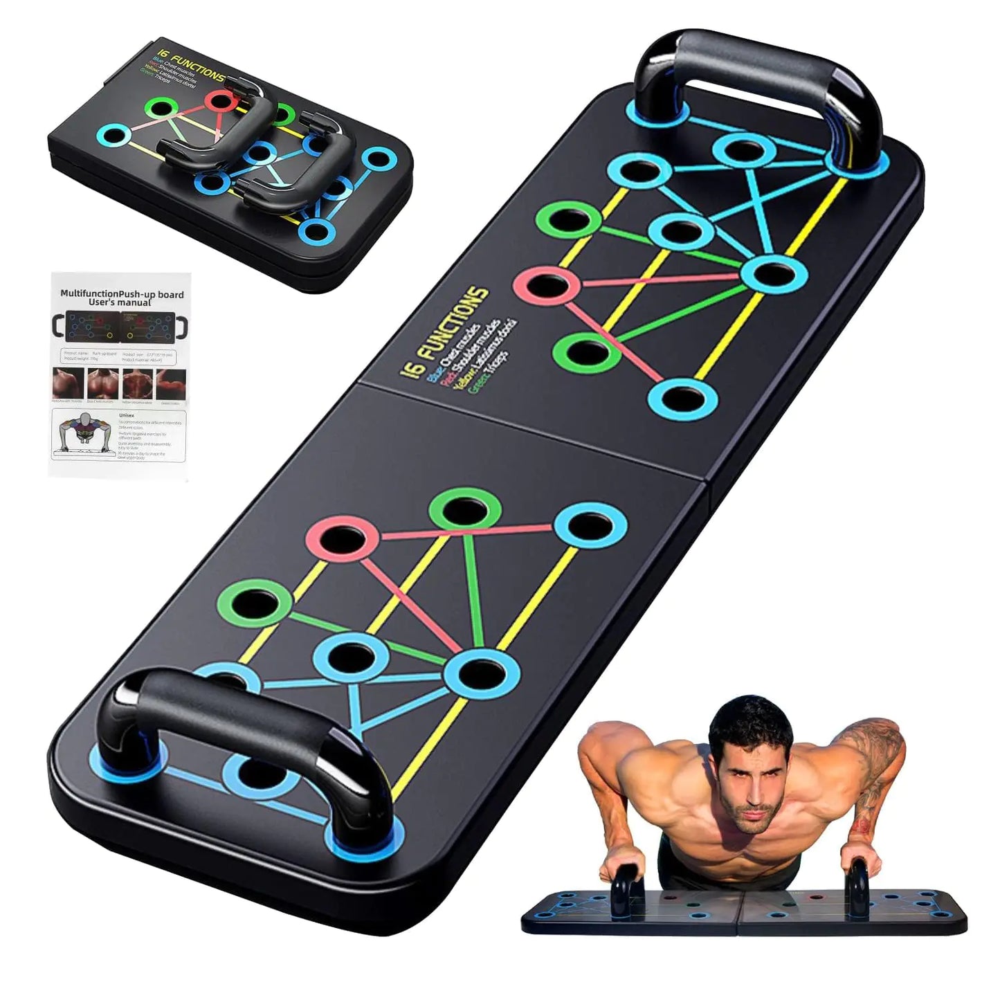 Push Up Board Multi-function Pushup Bars Handles Portable Foldable Workout Exercise Fitness Calisthenics Equipment at Home Office Floor Gym Accessories for Men and Women